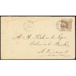 Grenada Postmarks and Cancellations Sauteurs (St. Patrick's) "C" 1892 (25 Feb.) envelope to St. Vin
