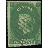 1857-59 White Paper, Watermark Star, Imperforate Issued Stamps 2d. green, unofficially rouletted, l