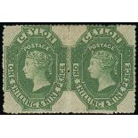 1861-64 Watermark Star Issue Rough perf 14 to 15½ 1/9d. light green horizontal pair, prepared for u