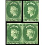 1857-59 White Paper, Watermark Star, Imperforate Issued Stamps 2d. green horizontal pair and two si