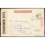 Hong Kong Japanese Occupation 1943 Prisoner of War type 1 envelope from D.A.P. Mathers to London