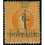 Grenada 1886 One Penny Provisional Surcharge 1d. on 1½d. orange, variety surcharge double,