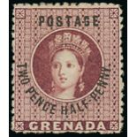 Grenada 1881 Revenue Stamps Surcharged Watermark Broad-Pointed Star 2½d. deep claret, part original