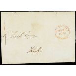 Bermuda 1851 (21 May) wrapper (truncated at one side) to Flatts with scarce St. Georges Paid hands