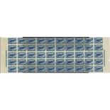 Newfoundland 1887-88 New Colours, 5c. deep blue block of fifty (10x5) with full sheet margins at l