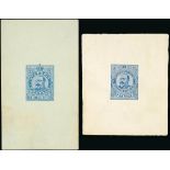 Victoria 1901-10 KEVII £1 die proof, State 4 with white line of collar strengthened, in blue on su