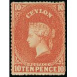 1861-64 Watermark Star Issue Rough perf 14 to 15½ 10d. dull vermilion, unused with part original gu