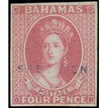 Bahamas 1863-77 Watermark Crown CC Issue Imperforate Plate Proofs 4d. dull rose with watermark reve