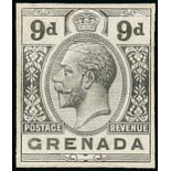 Grenada 1921-33 Watermark Script CA 9d. stamp-size working die proof of the head and value tablets