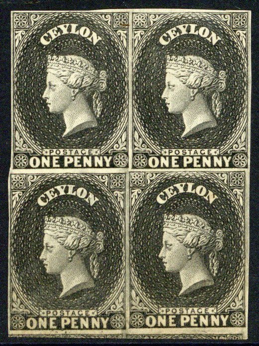 1857-59 White Paper, Watermark Star, Imperforate Plate Proofs 1d. in black on wove paper, a block o