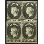 1857-59 White Paper, Watermark Star, Imperforate Plate Proofs 1d. in black on wove paper, a block o