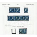 1857-59 White Paper, Watermark Star, Imperforate Issued Stamps 1d. range of shades comprising blue
