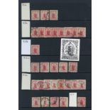 New Zealand Penny Universal Selections Used selection housed in a red stockbook,