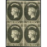 1857-59 White Paper, Watermark Star, Imperforate Plate Proofs 2d. in black on wove paper, a block o