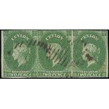1857-59 White Paper, Watermark Star, Imperforate Issued Stamps 2d. green and 2d. yellowish green, b