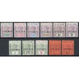 Zululand 1894-96 Keyplate Issue ½d. to £5 set of ten each overprinted "specimen" (D12) and with add