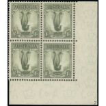 Australia 1937-49 Definitive Issue, Perf. 13½x14 or 14x13½ 1/- grey-green lower right corner block