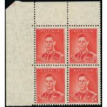 Australia 1937-49 Definitive Issue, Perf. 13½x14 or 14x13½ 2d. scarlet top left corner block of fou