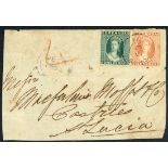 Grenada Postmarks and Cancellations Sauteurs (St. Patrick's) "C" 1874 (26 Dec.) large part cover fr