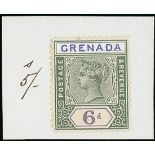 Grenada 1895-99 Key Plates Colour Trials with Handpainted "grenada": 6d. in green and mauve