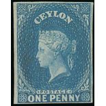 1857-59 White Paper, Watermark Star, Imperforate Issued Stamps 1d. blue with close to good margins,