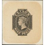 1857-59 White Paper, Watermark Star, Imperforate Die Proofs 9d. in black on India paper backed on c