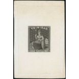 Trinidad 1859 1/- die proof in black on India paper (36x59mm.) on card (44x57mm.);