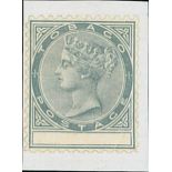 Tobago 1883 perforated 12 trial with blank value tablet,