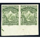 New Zealand Mount Cook Half Penny 1907-08 Reduced Format, Perf. 14x13, 13½ Imperforate horizontal p