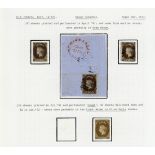 1861-64 Watermark Star Issue Rough perf 14 to 15½ 6d. deep brown, three examples, one on piece show