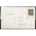 Trinidad 1853 (9 Apr.) wrapper to Grenada bearing 1851-55 (1d.) grey,