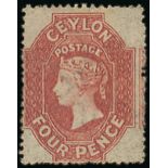 1861-64 Watermark Star Issue Rough perf 14 to 15½ 4d. rose-red, unused with part original gum, cent