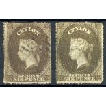1861-64 Watermark Star Issue Clean-cut and Intermediate perf 14 to 15½ 6d. brown and 6d. bistre-bro