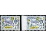 Bermuda 1962-68 2d. with margin at left, variety lilac omitted, fresh and very fine unmounted mint