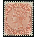 Bermuda 1883-1904 4d. orange-brown, variety watermark reversed, large part original gum, fresh and