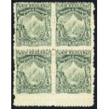 New Zealand Mount Cook Half Penny 1901 Thin, Hard "Basted Mills" Paper, Mixed Perforations Green bl