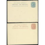Grenada Postal Stationery Post Cards 1881 1d. slate-blue and 1½d. reddish brown, the issued cards,