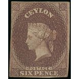 1857-59 White Paper, Watermark Star, Imperforate Issued Stamps 6d. purple-brown with mainly good to