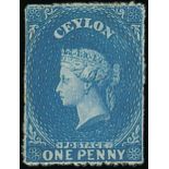 1861-64 Watermark Star Issue Rough perf 14 to 15½ 1d. dull blue on blued paper, unused without gum,