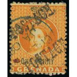 Grenada 1883 Revenue Stamp Additionally Overprinted "POSTAGE" "postage" on half of 1d. orange unsev