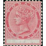 Tobago 1883 perforated 12 trial with blank value tablet,