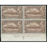 Montserrat 1932 Tercentenary ½d. to 5/- set of ten in imprint blocks of four from the foot of the