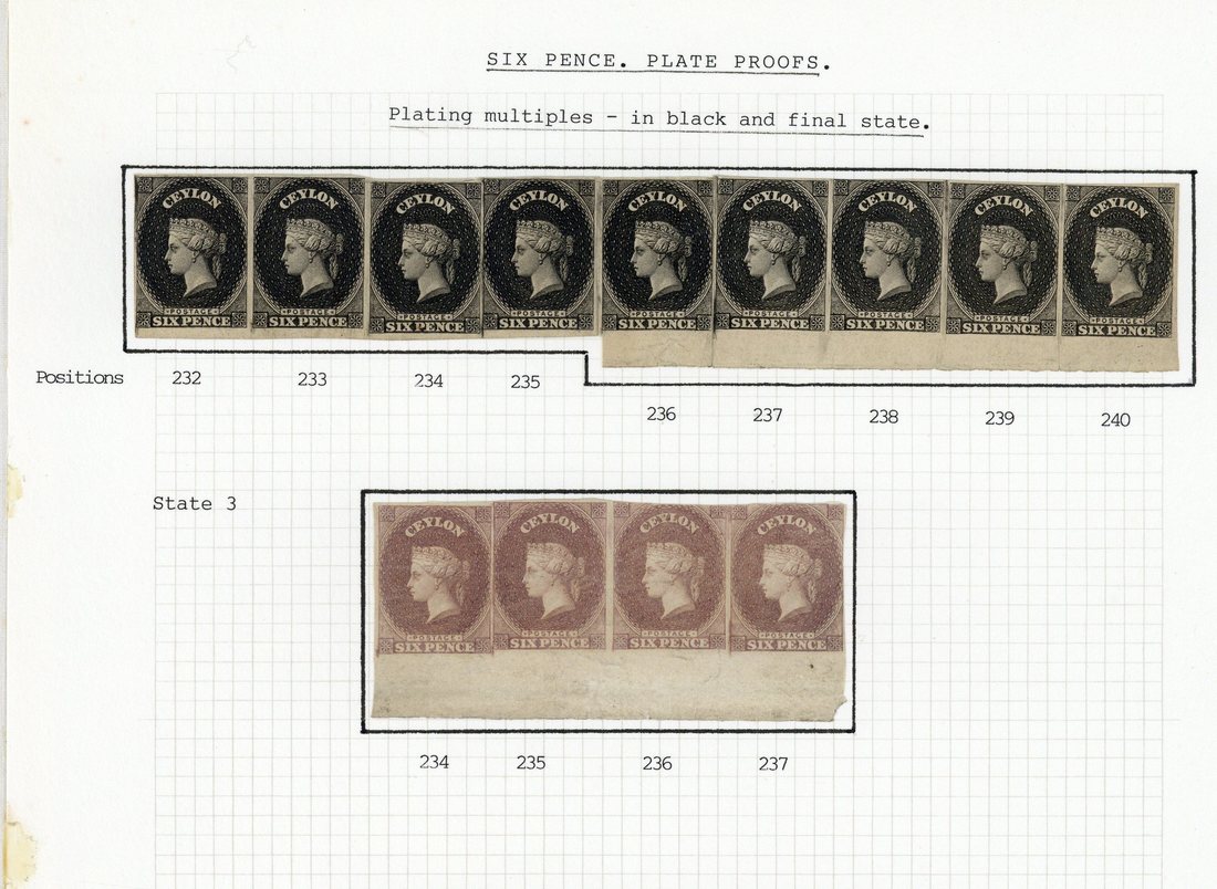 1857 (1 Apr.) Blued Paper, Watermark Star, Imperforate Plate Proofs 6d. in black on unwatermarked p