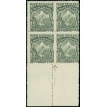 New Zealand Mount Cook Half Penny 1901 Thick, Soft, "Pirie" Paper with Vertical Mesh, Perforation 1