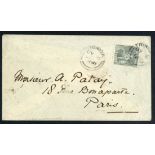 Trinidad Maritime Mail 1881 (6 July) envelope to Paris bearing 1876 perf.14 4d.