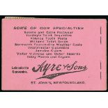 Newfoundland Booklet 1926 40c. with Ayre & Son advertisement on the front, one 2c. pane damaged,