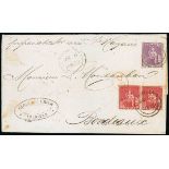 Trinidad 1872 (4 Mar.) double rate commercial wrapper to Bordeaux
