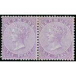 Bermuda 1865-1903 Government Issue Issued Stamps 6d. dull mauve horizontal pair, variety watermark