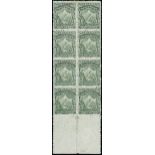 New Zealand Mount Cook Half Penny 1901 Thin, Hard "Basted Mills" Paper, Perforation 11x14 Green blo