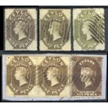 1861-64 Watermark Star Issue Rough perf 14 to 15½ 9d. deep brown, 9d. light brown pair on small pie